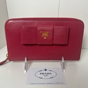 Prada Saffiano Fiocco Ribbon Long Wallet EUC